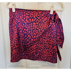 Sincerely Jules Wrap Skirt Blue and Orange Animal Print Women's Medium
